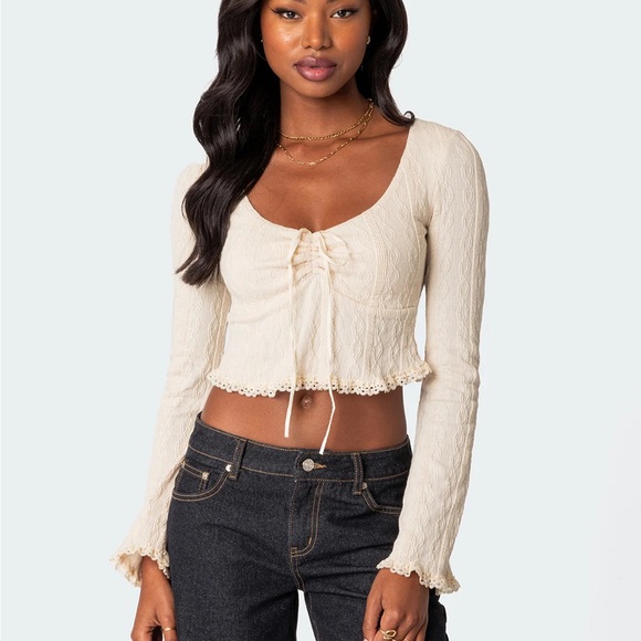 BNWT edikted lacey long sleeve knit top - Picture 2 of 5